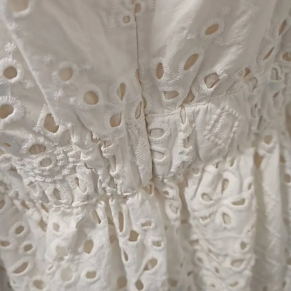 Nordstrom COTTON EYELET MIDI DRESS IN IVORY CLOUD SZ M - Picture 8 of 13